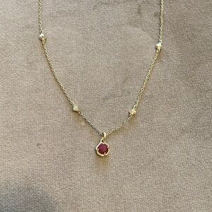 Kendra Scott Gold Nola Necklace with Red/Burgundy Pendant